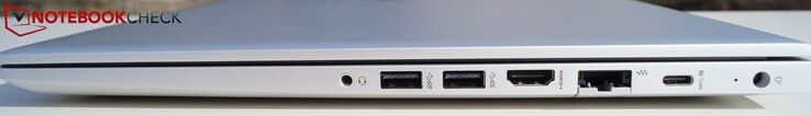 Справа: 3.5-миллиметровый аудиопорт, 2 x USB 3.1 Gen 1 Type A, HDMI, LAN, USB Gen 1 Type C, разъём зарядки