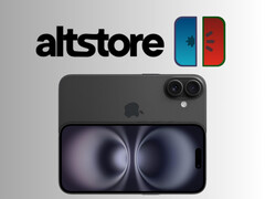 Логотипы AltStore и meloNX над iPhone 16 (Источник изображения: Apple, AltStore, meloNX с правками)