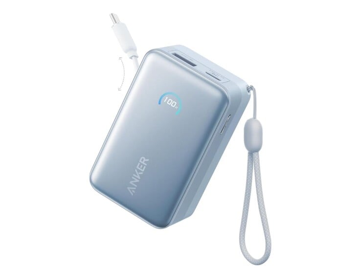 Anker Nano Power Bank (10K, 45 Вт, встроенный выдвижной кабель USB-C) в синем цвете