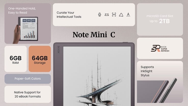 Устройство Boox Note Mini C работает под управлением Android 16 и полностью совместимо с приложениями из магазина Google Play.