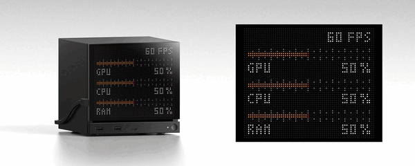 Передняя панель Jsaux Pixel Matrix подключается через USB-C и отображает данные в режиме реального времени.