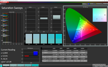 CalMAN: Color Saturation – Профиль: теплый, sRGB