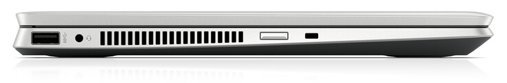 Левая сторона: USB 3.2 Gen 1 (Type A), комбинированный аудио разъем, клавиша включения, слот замка