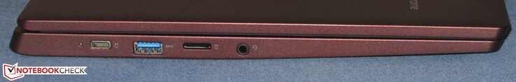 Левая сторона: USB 3.2 Gen 1 (Type-C; DisplayPort, Power Delivery), USB 3.2 Gen 1 (Type-A), картридер, комбинированный аудио разъем
