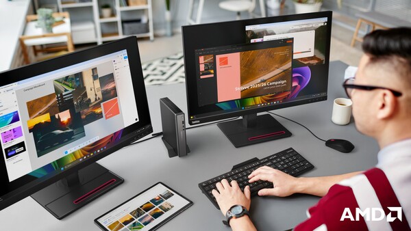 К ноутбуку Lenovo ThinkCentre neo 55q Gen 6 можно подключить до трех мониторов. (Источник изображения: Lenovo)