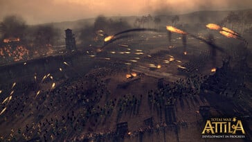 Изображение, на котором запечатлена битва и множество солдат в игре «Total War: Attila».