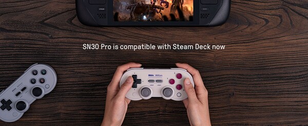 Bluetooth-контроллер 8BitDo SN30 Pro теперь официально совместим со Steam Deck. (Источник изображения: 8BitDo) 