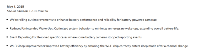 Примечания к выпуску обновления Philips Hue Secure Cameras 1.2.32.976150. (Источник изображения: Philips)