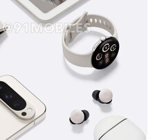 Часы серии Pixel Watch 3 должны быть доступны в размерах 41 мм и 45 мм. (Источник изображения: Google через 91mobiles & @OnLeaks)