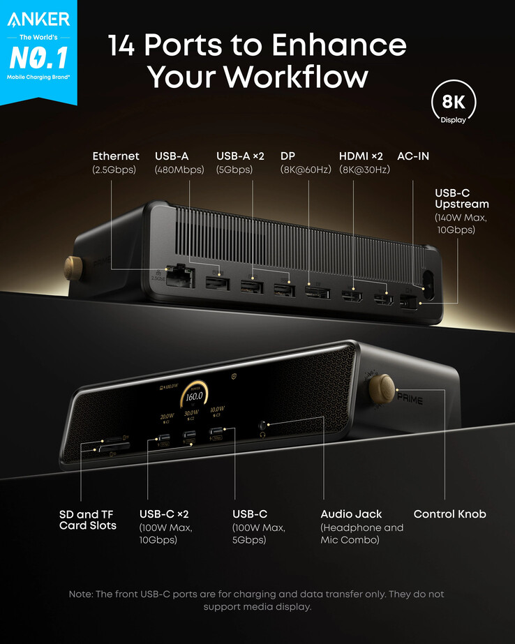 Док-станция Anker x Black Myth: Wukong Edition Prime (14-в-1, тройной дисплей, DisplayLink). (Источник изображения: Anker)