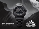 На фото - рекламный плакат Casio Pro Trek PRW-B1000WM-1.