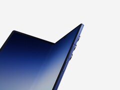 Крупный план Galaxy Z Fold 7 в частично развернутом виде.