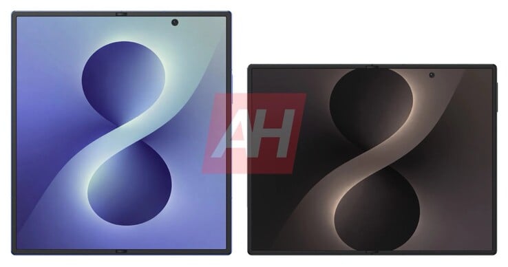 Модель Samsung Galaxy Z Fold8 Ultra (слева) выше, но уже, чем модель Galaxy Z Fold8 Wide (справа).