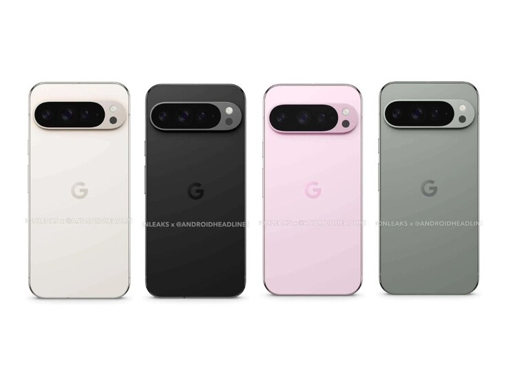Четыре цвета Google Pixel, согласно утечке от @OnLeaks. (Источник: @OnLeaks x Android Headlines)